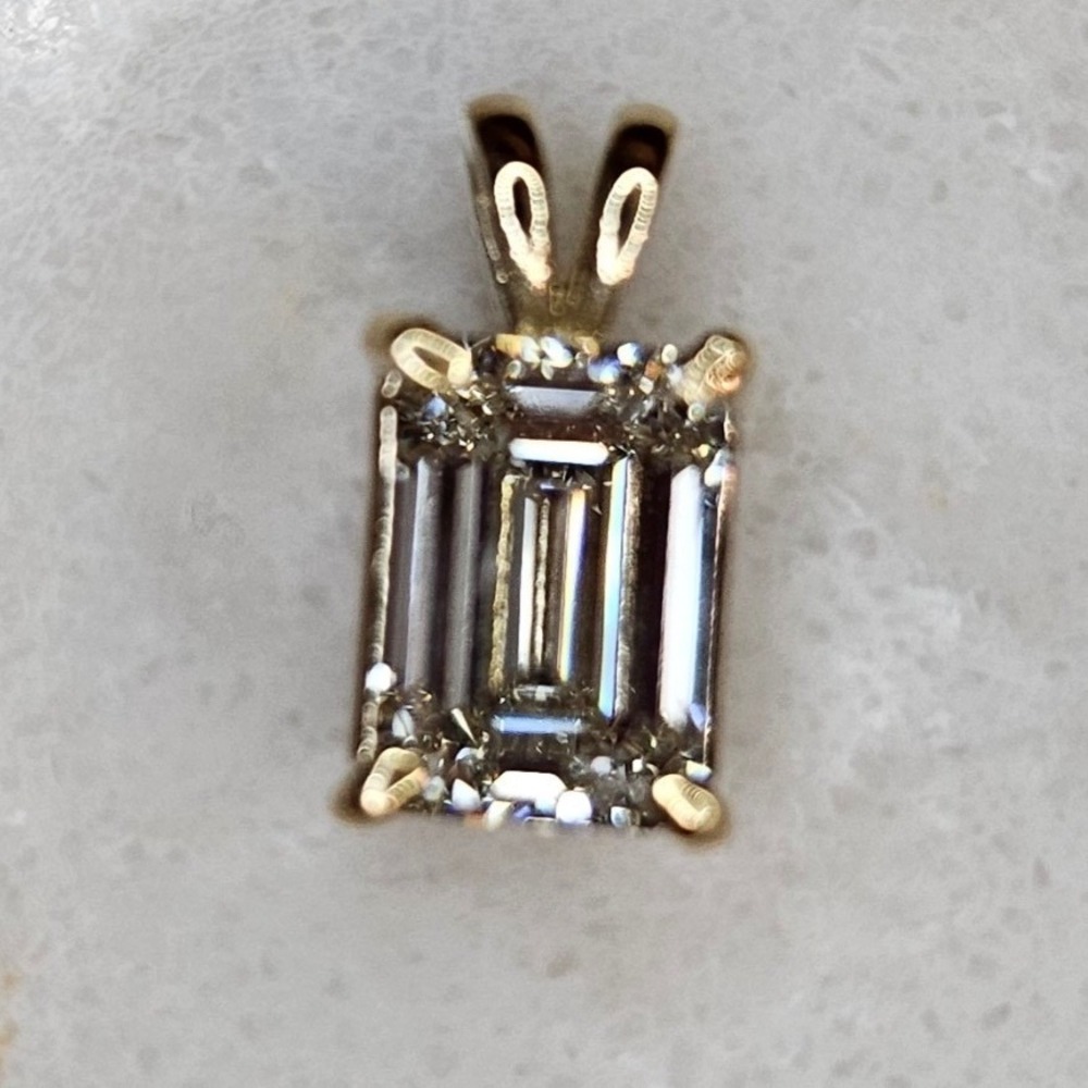 14K Gold 2.20 Carat Emerald Cut Lab Grown Diamond Pendant‎